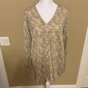 Diane Gilman Silk Spun Button Up Blouse, Tan, Size Medium, Vintage 90s